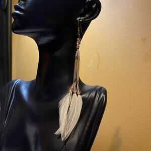 Vintage Crystal & Feather Drop Earrings